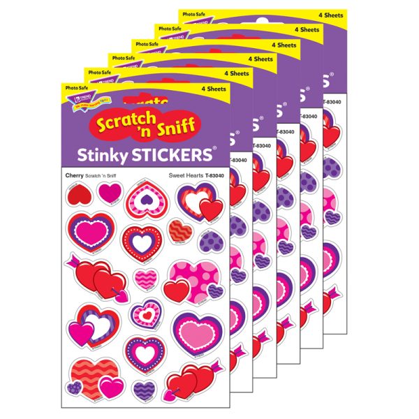 Sweet Hearts/Cherry Mixed Shapes Stinky Stickers®, 72 Per Pack, 6 Packs