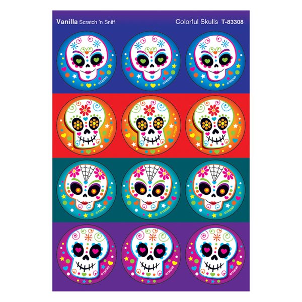 Colorful Skulls/Vanilla Stinky Stickers®, 48 Count