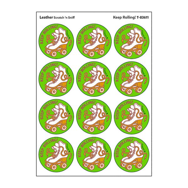 Keep Rolling!/Leather Scented Stickers, Pack of 24