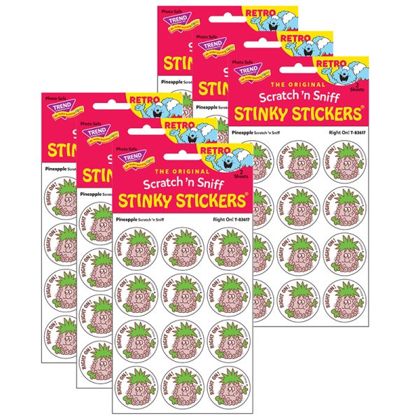 Right On!/Pineapple Scented Stickers, 24 Per Pack, 6 Packs