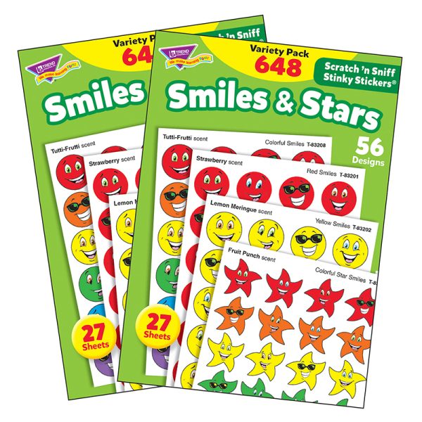 Smiles & Stars Stinky Stickers® Variety Pack, 648 Per Pack, 2 Packs