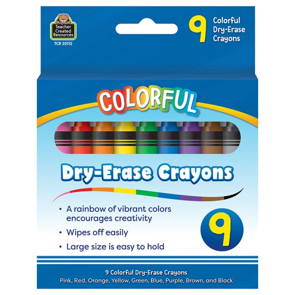 Colorful Dry-Erase Crayons, Pack of 9