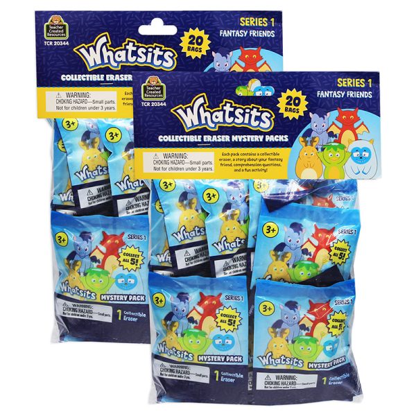 Whatsits™ Collectable Erasers Mystery Packs: Fantasy Friends, 20 Per Set, 2 Sets