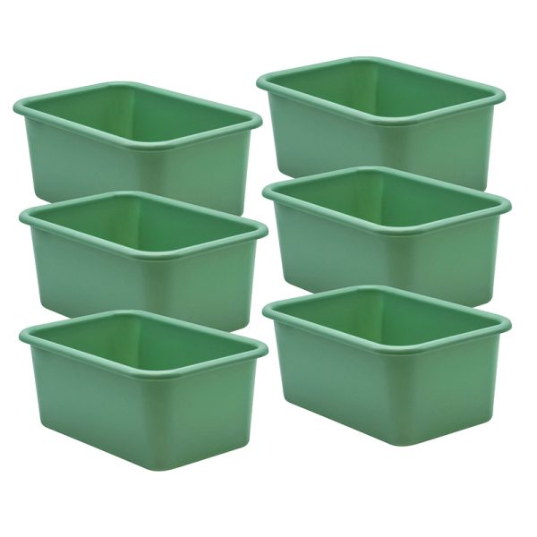 Eucalyptus Green Small Plastic Storage Bin, Pack of 6