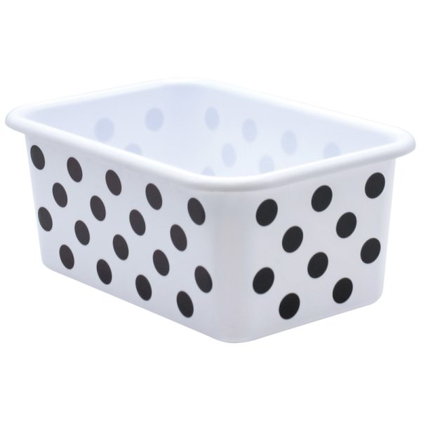 Black Polka Dots on White Small Plastic Storage Bin