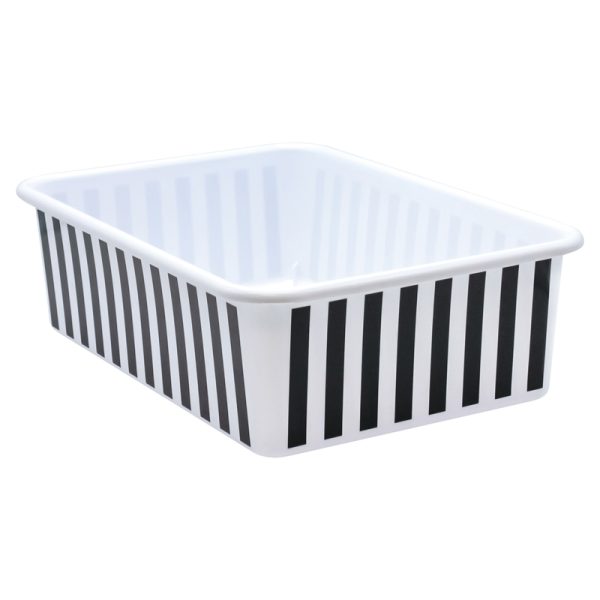 Black and White Stripes Large Plastic Storage Bin