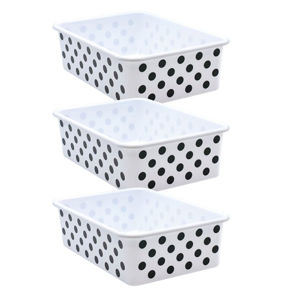 Black Polka Dots on White Large Plastic Storage Bin, Pack of 3