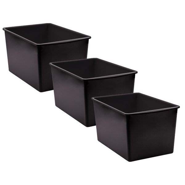 Black Plastic Multi-Purpose Bin, Pack of 3