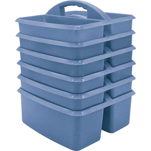 Slate Blue Plastic Storage Caddy, Pack of 6