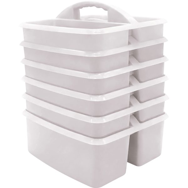 White Plastic Storage Caddy, Pack of 6