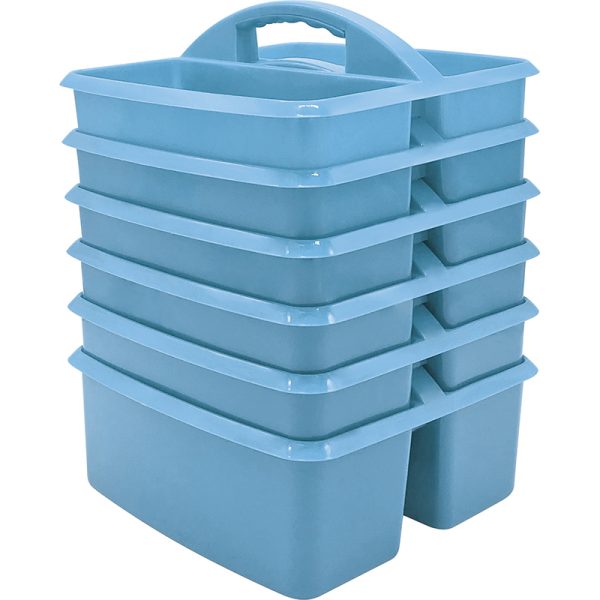 Light Blue Plastic Storage Caddy, Pack of 6