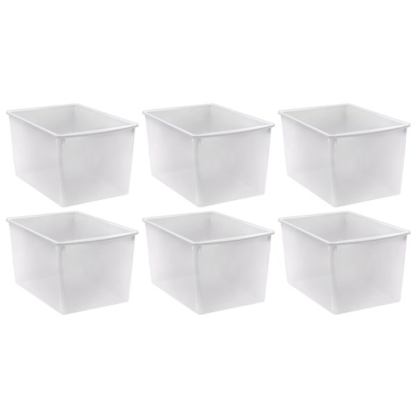 Plastic Multi-Purpose Bin, Clear, Pack of 6