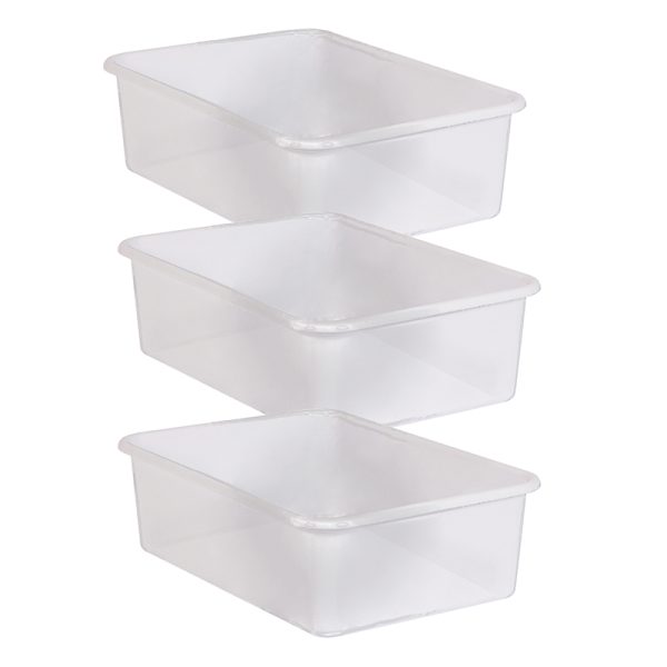 Large Plastic Storage Bin, Clear, Pack of 3