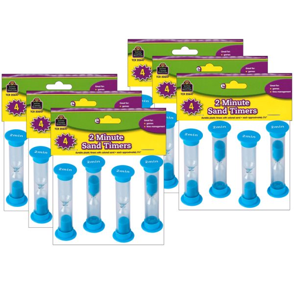 Sand Timers, Small, 2 Minute, 4 Per Pack, 6 Packs