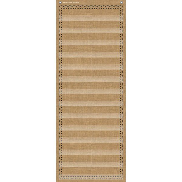 14-Pocket Pocket Chart, Burlap Design, 13" x 34"