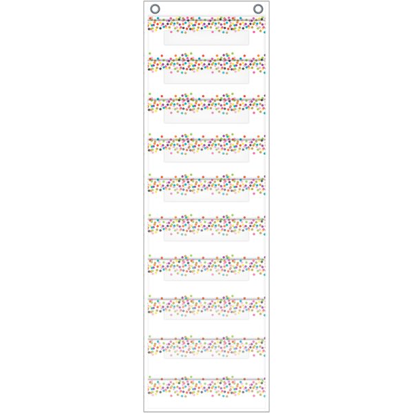 File Storage Pocket Chart, 10 Pockets, Confetti, 14" x 58"