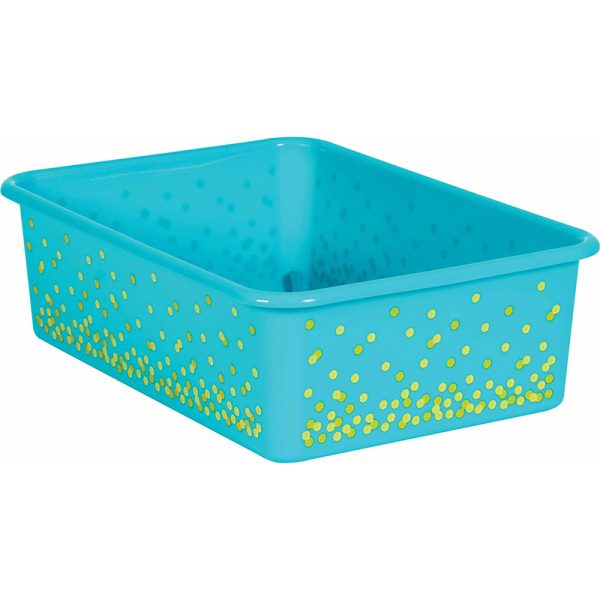 Teal Confetti Large Plastic Storage Bin