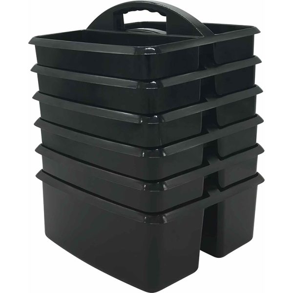 Plastic Storage Caddy, Black, Pack of 6