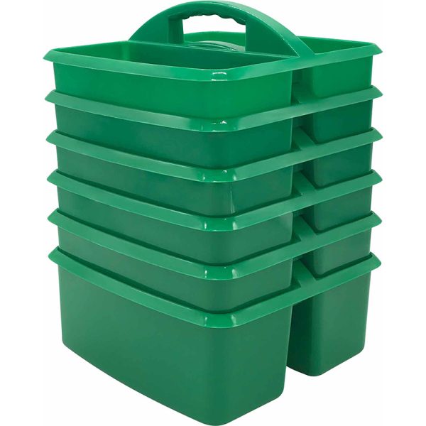 Green Plastic Storage Caddy, Pack of 6