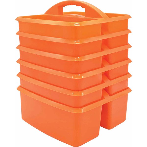 Orange Plastic Storage Caddy, Pack of 6