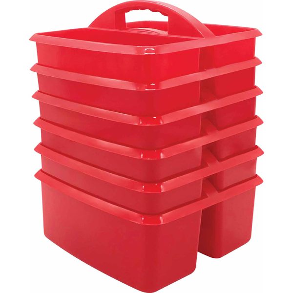 Red Plastic Storage Caddy, Pack of 6