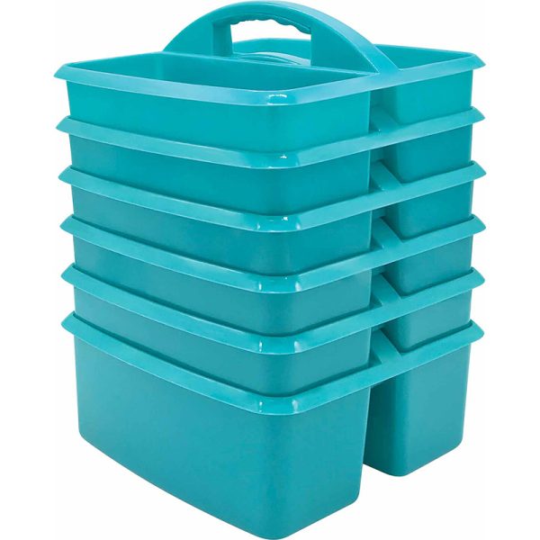 Teal Plastic Storage Caddy, Pack of 6