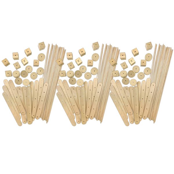 STEM Basics: Wood Construction Kit - 66 Per Pack, 3 Packs