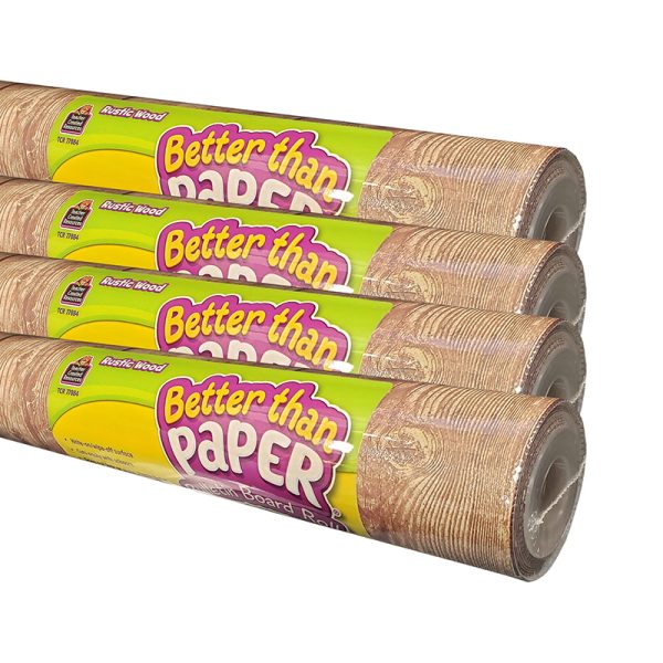 Better Than Paper® Bulletin Board Roll, 4' x 12', Rustic Wood Design, 4 Rolls