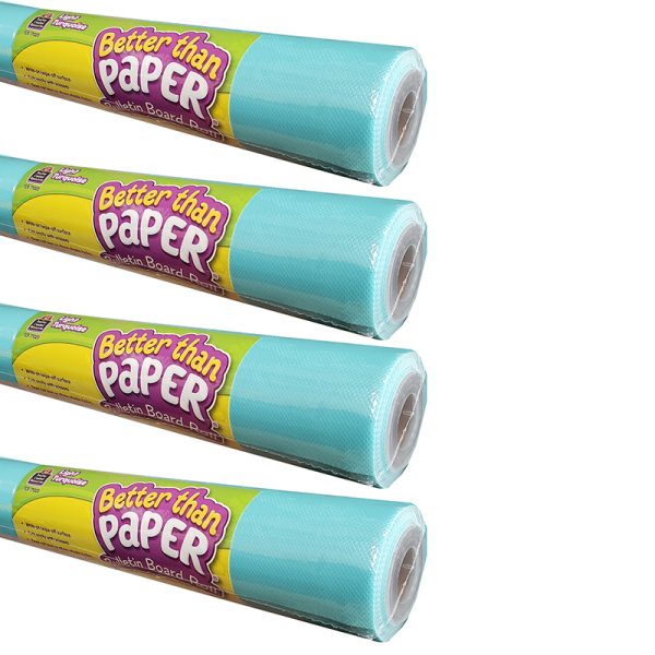 Better Than Paper® Bulletin Board Roll, 4' x 12', Light Turquoise, Pack of 4