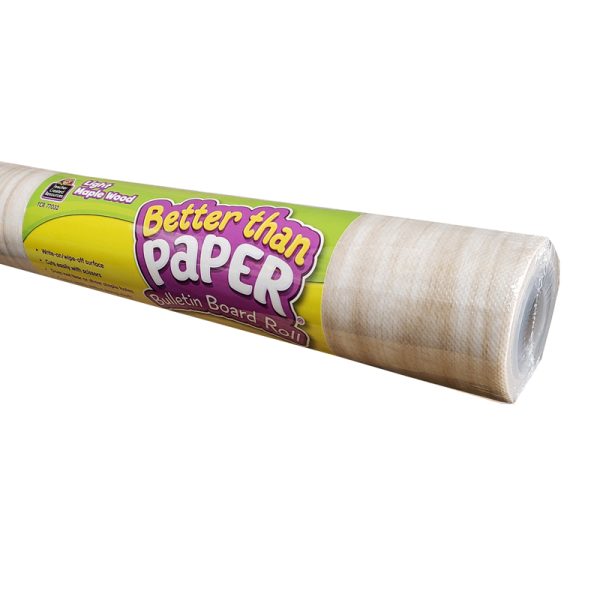 Better Than Paper® Bulletin Board Roll, 4' x 12', Light Maple Wood Design, Pack of 4