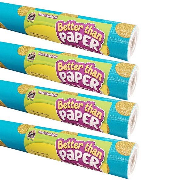 Better Than Paper® Bulletin Board Roll, 4' x 12', Teal Confetti, Pack of 4