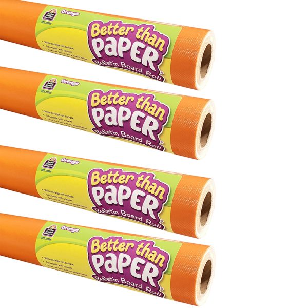 Better Than Paper® Bulletin Board Roll, 4' x 12', Orange, Pack of 4