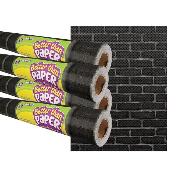 Black Brick Better Than Paper Bulletin Board Roll, 4' x 12', Pack of 4