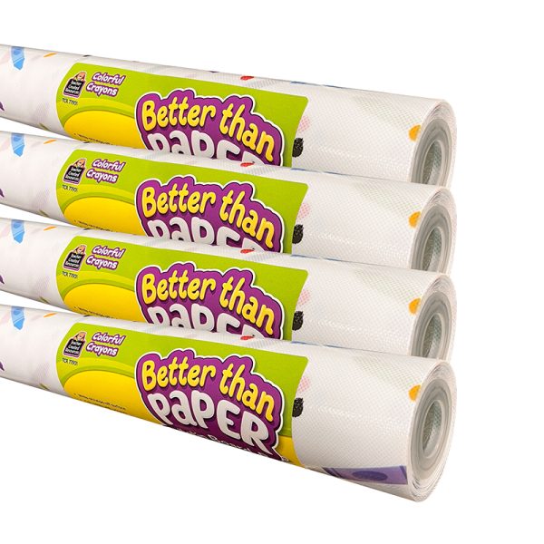 Better Than Paper Bulletin Board Roll, Colorful Crayons, 4-Pack