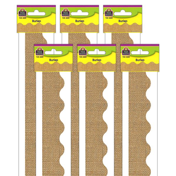 Burlap Design Scalloped Border Trim, 35 Feet Per Pack, 6 Packs