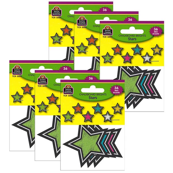 Chalkboard Brights Stars Mini Accents, 36 Per Pack, 6 Packs