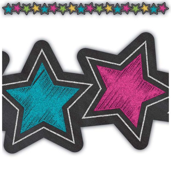 Chalkboard Brights Stars Die-Cut Border Trim, 35 Feet