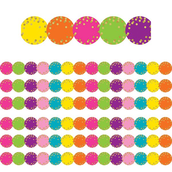 Confetti Circles Die-Cut Border Trim, 35 Feet Per Pack, 6 Packs