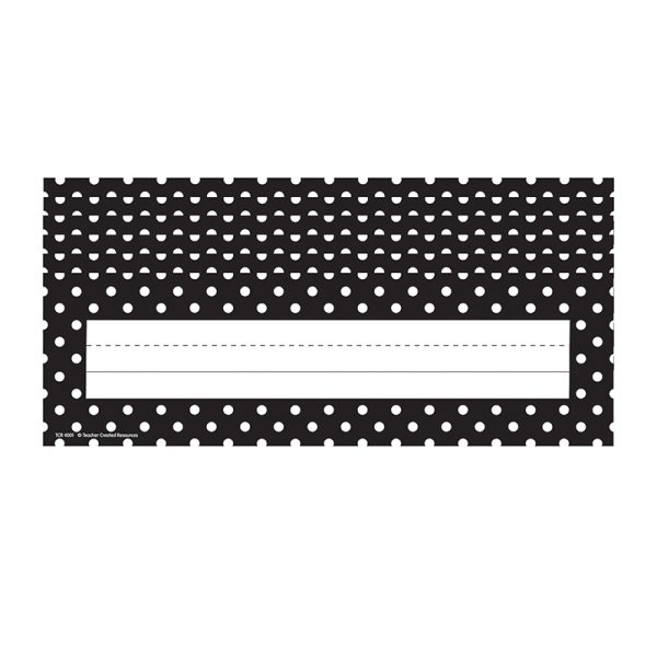 Black Polka Dots Flat Name Plates, 36 Per Pack, 6 Packs