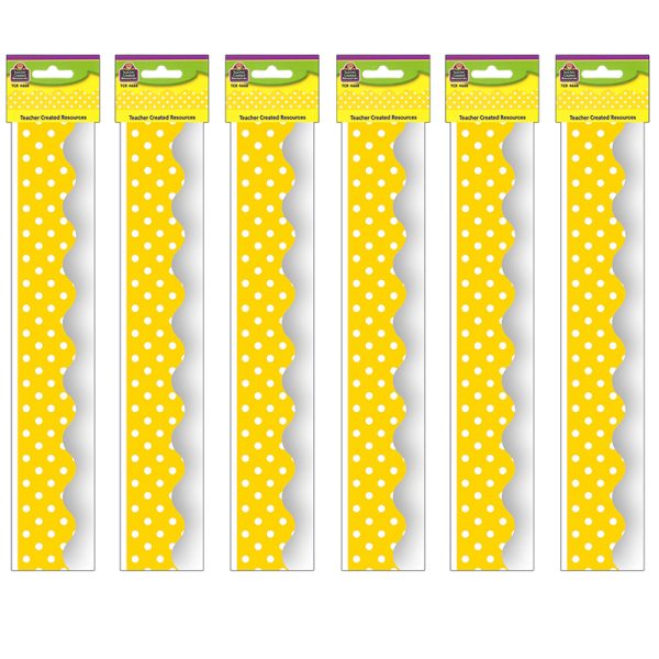 Yellow Mini Polka Dots Border Trim, 35 Feet Per Pack, 6 Packs