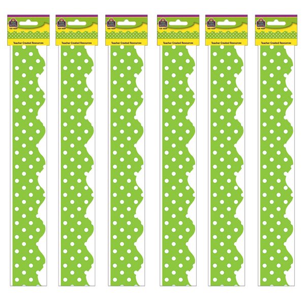 Lime Mini Polka Dots Border Trim, 35 Feet Per Pack, 6 Packs