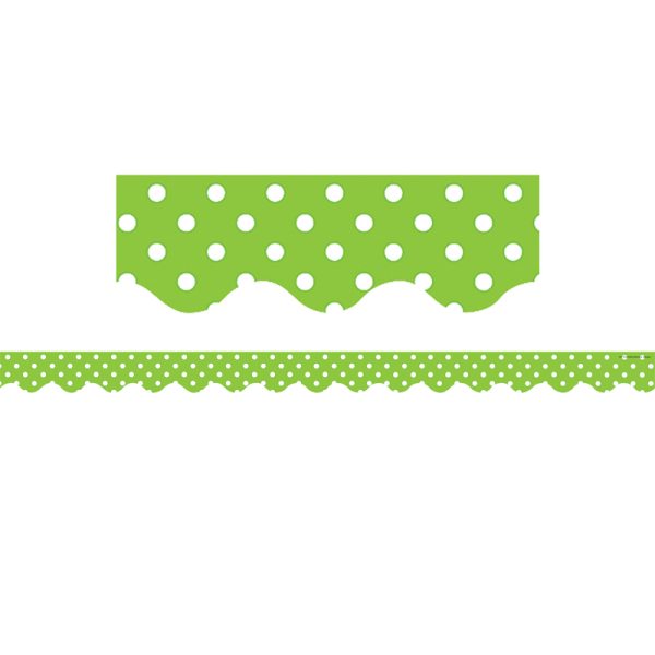 Lime Polka Dots Scalloped Border Trim, 35 Feet