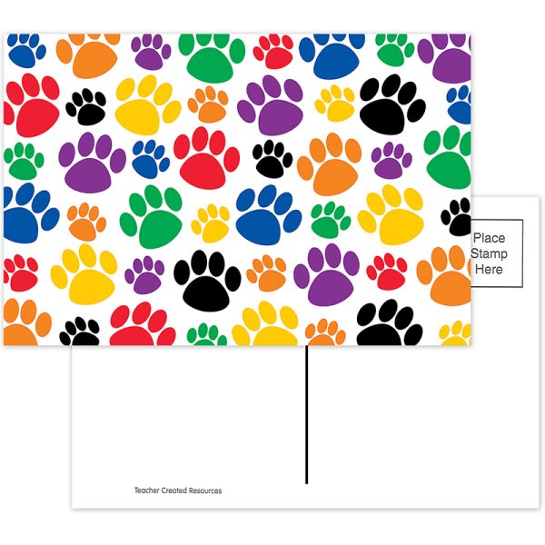 Colorful Paw Prints Postcards, Pack of 30