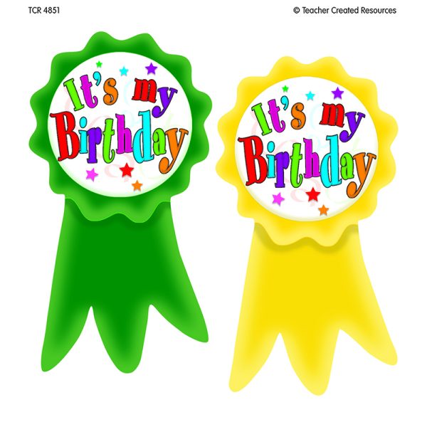 Birthday Ribbons Wear 'Em Badges, Pack of 16