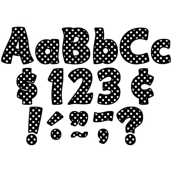 Black Polka Dots Funtastic Font 4" Letters Combo Pack, 208 pieces.