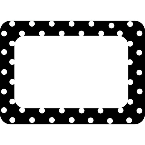 Black Polka Dots 2 Name Tags/Labels, Pack of 36