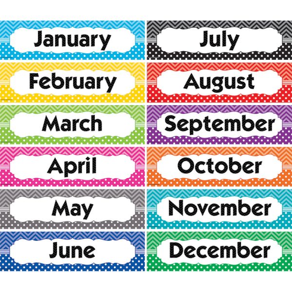 Chevrons and Dots Monthly Headliners, Pack of 12