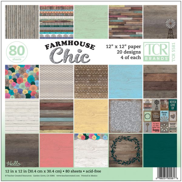 Farmhouse Chic Project Paper, 12" x 12", 80 Sheets