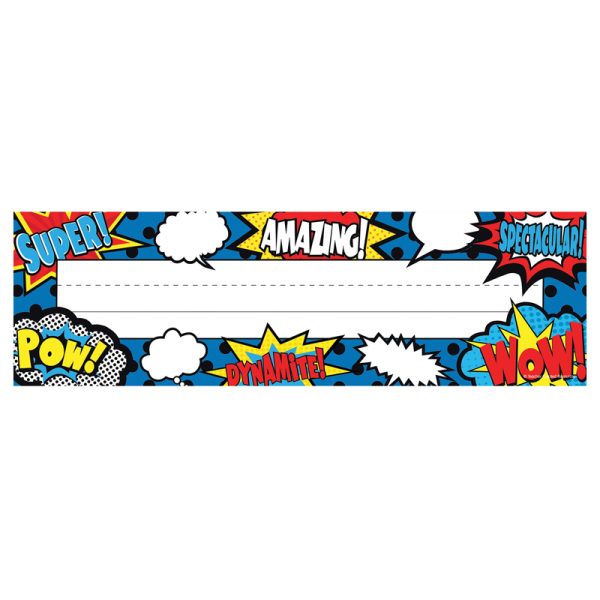 Superhero Flat Name Plates, Pack of 36