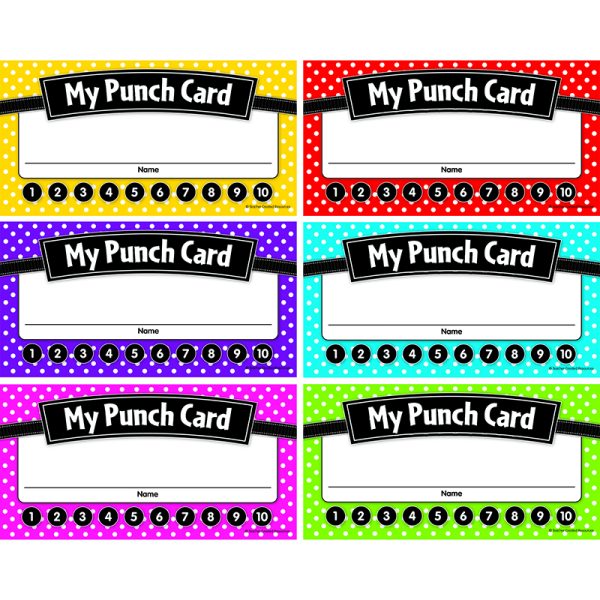 Polka Dots Punch Cards, Pack of 60